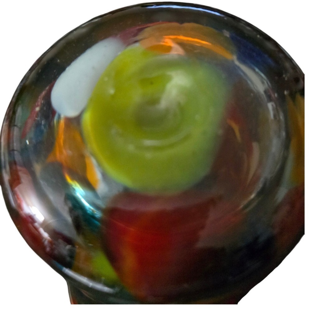 Art Glass Handkerchief Vase Hand Blown‎ Confetti Multi Color Ruffled Rim 4.5in - Picture 3 of 7